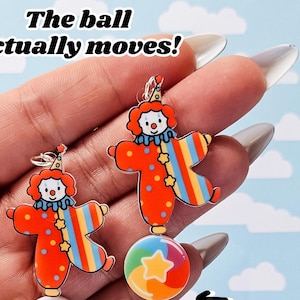 Clown Earrings | Fidget Earrings | Rainbow Jewelry | Circus Aesthetic | Clowncore Accessories | Kidcore | Colorful | Fun | Quirky | Carnival
