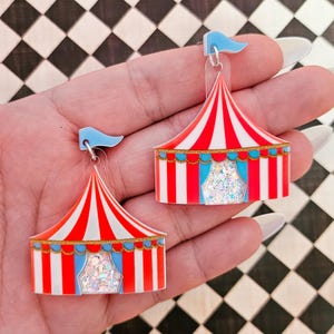 Circus Tent Earrings | Silly Earrings | Rainbow Jewelry | Clown Aesthetic | Clowncore Accessories | Kidcore | Colorful | Fun | Quirky
