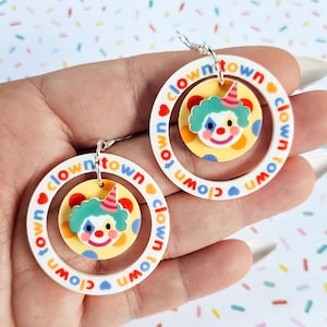 Clown Town Earrings | Silly Earrings | Rainbow Jewelry | Circus Aesthetic | Clowncore Accessories | Kidcore | Colorful | Fun | Quirky