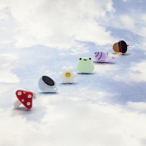 Cottagecore Studs Set | Mushroom Earrings | Frog Earrings | Snail Earrings | Forest Earrings | Flower Studs | Gift for Her | Aesthetic