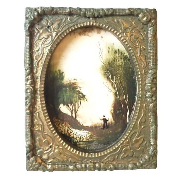 Painting Kathleen Sawyer Miniature Dollhouse Framed Art Original 1:12 Victorian Manor Mansion Decor