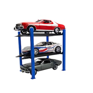 1:24 Scale 4-Post Car Lift Display for Diecast Diorama | Miniature Garage Accessory | Hot Wheels Matchbox Display Stand | Garage Lift