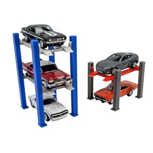 1:18 Scale 4-Post Car Lift Display for Diecast Diorama | Miniature Garage Accessory | Hot Wheels Matchbox Display Stand | Garage Lift
