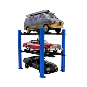 1:43 Scale 4-Post Car Lift Display for Diecast Diorama | Miniature Garage Accessory | Hot Wheels Matchbox Display Stand | Garage Lift
