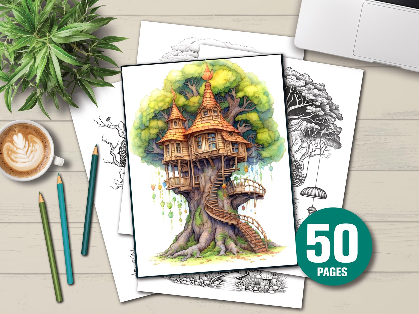 Treehouse Coloring Book | INSTANT DOWNLOAD | Printable Coloring Pages ...