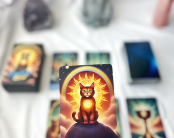 MystiCat Tarot Deck, 78 Illustrated Cards with Guidebook