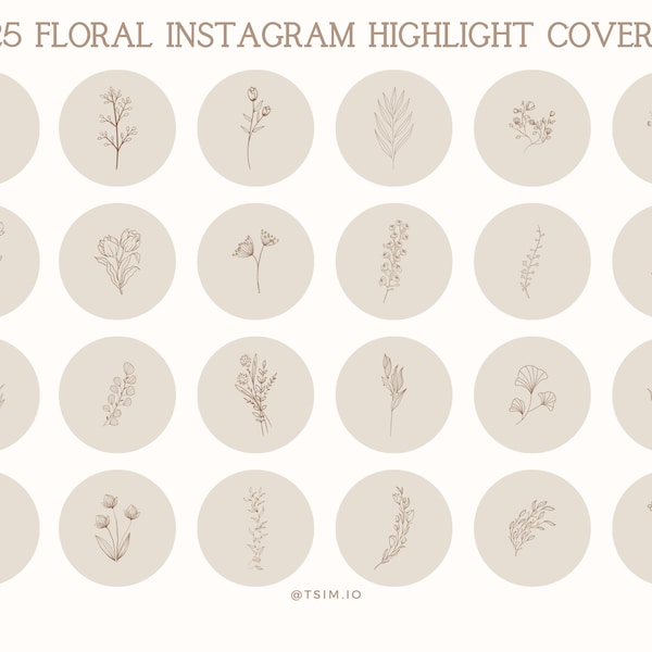 Instagram Highlight Covers Floral Brown Fine Line  Botanical Covers Nature Floral Art Flower Instagram Highlight Cover Wildflower Icons