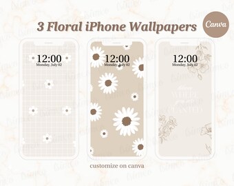 Blumen iPhone Wallpaper Canva - bearbeitbarer Digital Phone Hintergrund - Canva Wallpaper iPhone - Digital Wallpaper - Instant Download - TSIMXO