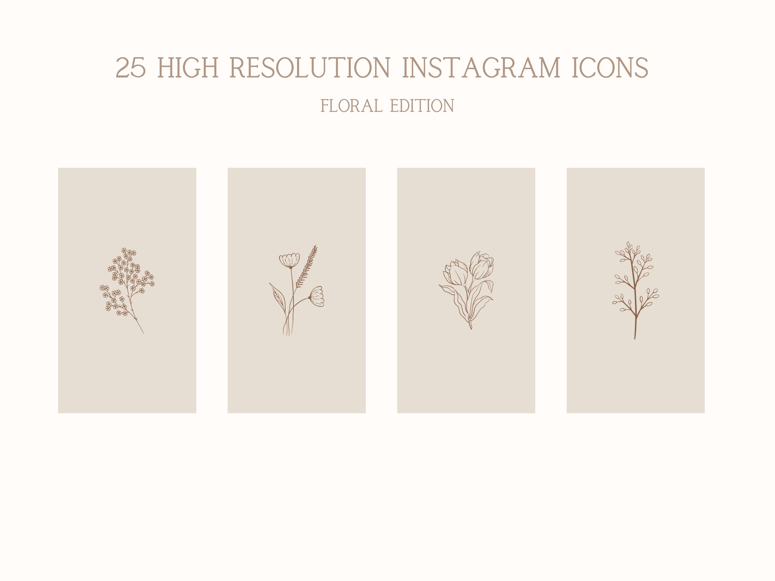 Instagram Highlight Covers Floral Brown Fine Line Botanical - Etsy