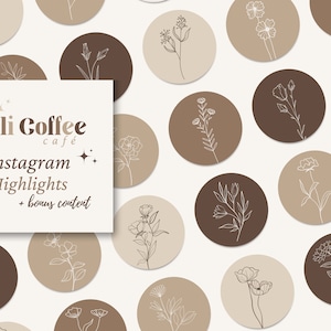 Instagram Highlight Covers Floral Neutral | Minimalist Botanical Covers | Nature Floral Art | Hand Drawn Background | Wildflower Icons