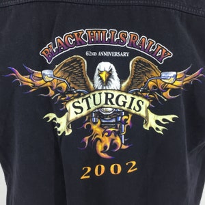 Vintage Sz L Sleeveless Denim Vest Sturgis Rally Black Hills Eagle 2002