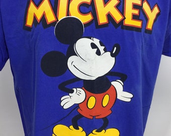 Camiseta masculina vintage XL LEIA ponto único Walt Disney Mickey Mouse ilimitado