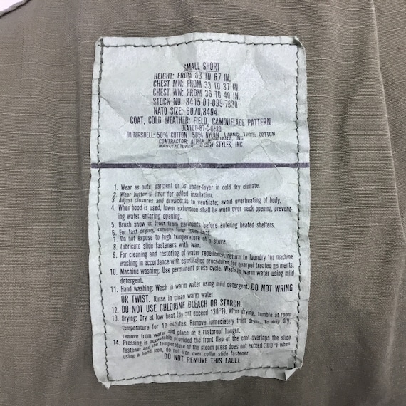 1987 Sz S Short M65 Woodlands Camo NO Liner USGI US Military