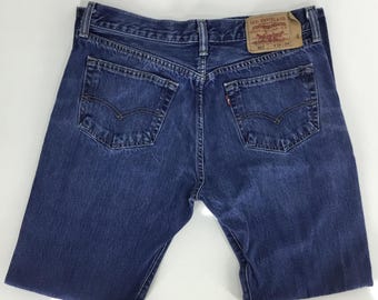 Jeans vintage da uomo taglia 32X32 blu Levis 501 gamba dritta anni '90
