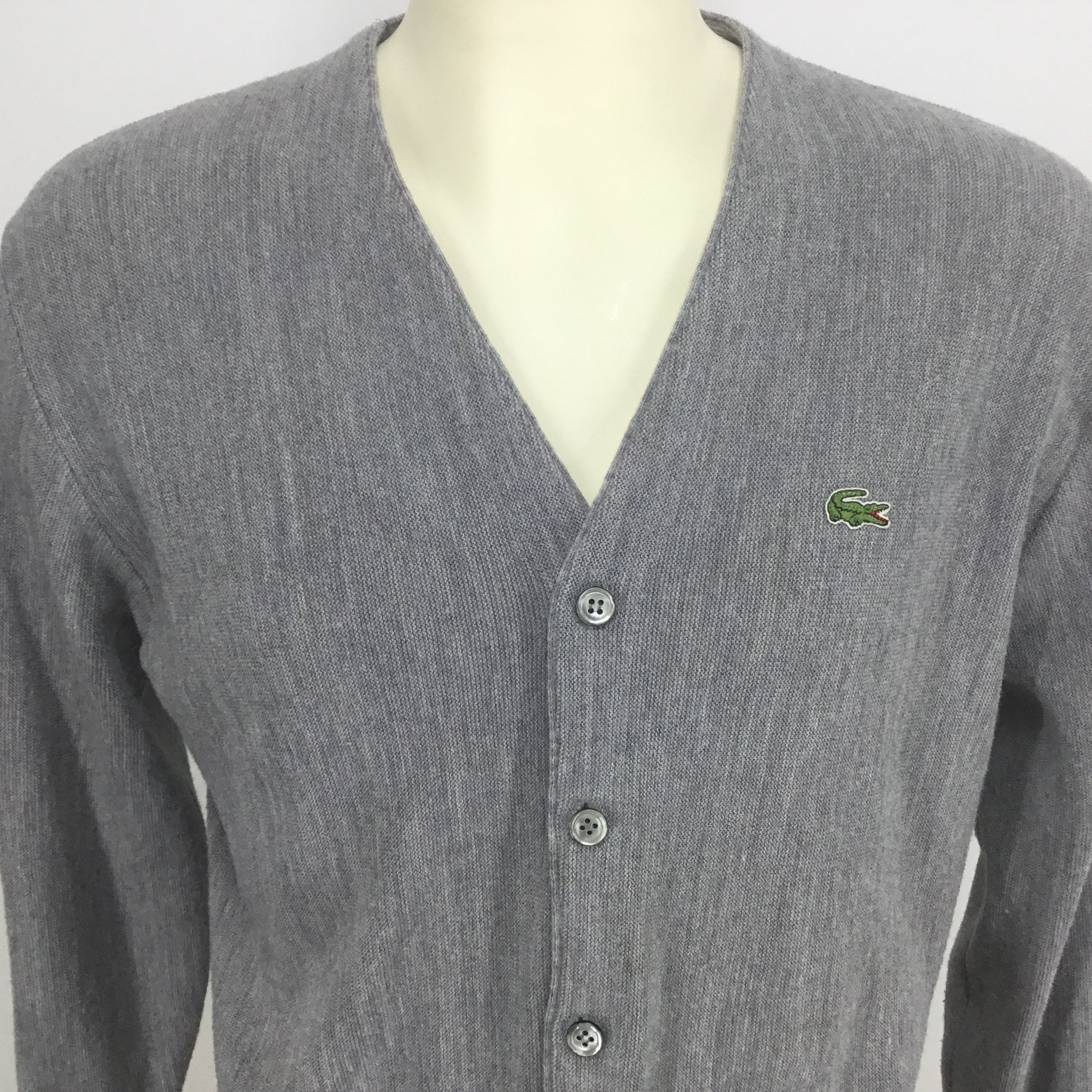 BubbaFettsBounty Vintage Sz M Grandpa Sweater Izod Lacoste Cardigan Acrylic 6 Button USA Made