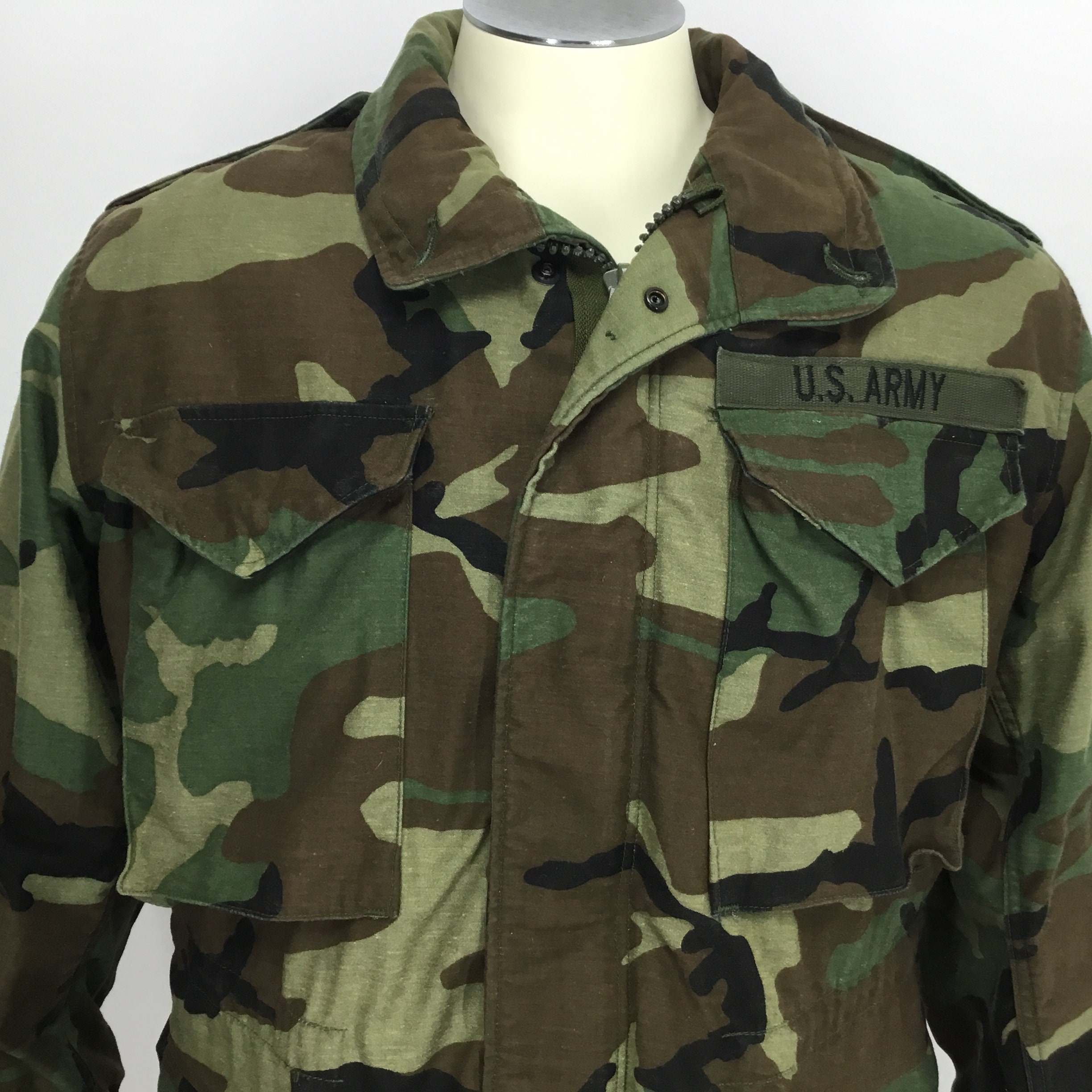 1987 Sz S Short M65 Woodlands Camo NO Liner USGI US Military Field