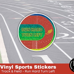 Track & Field-stickers, hard rennen en linksaf slaan, sticker loper, waterdichte vinylsticker, duurzame sticker