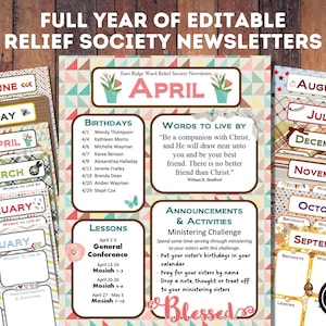Boletines de la Sociedad de Socorro, Boletín Editable del Año, Imprimibles SUD