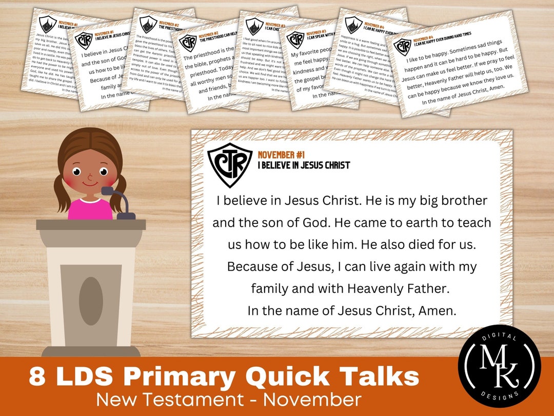 LDS Primary Talks November, 2023 New Testament, LDS Primary Digital