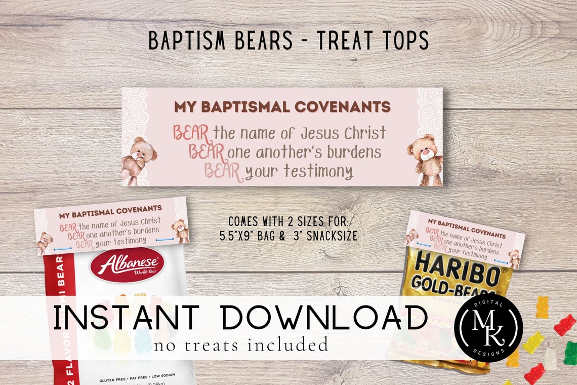 Baptism 3 Bears LDS Baptism Talk &amp; Printables Pink - Etsy