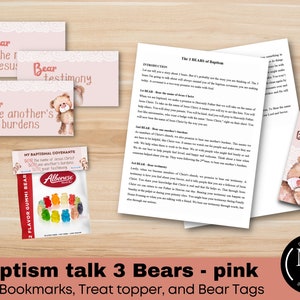 Baptism 3 Bears | LDS Baptism Talk & Printables Pink