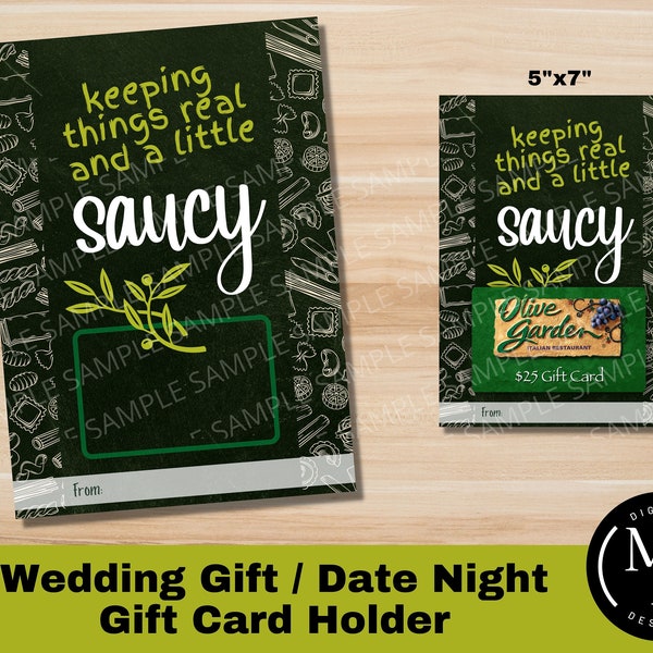 Wedding Gift/Date Night Gift Card Holder - A Little Saucy, Olive Garden Gift Card printable