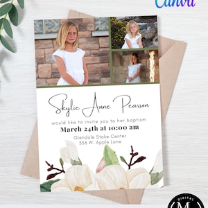 Editable Baptism Invitation, LDS Canva Template 005, Edit and Download Digital Printables