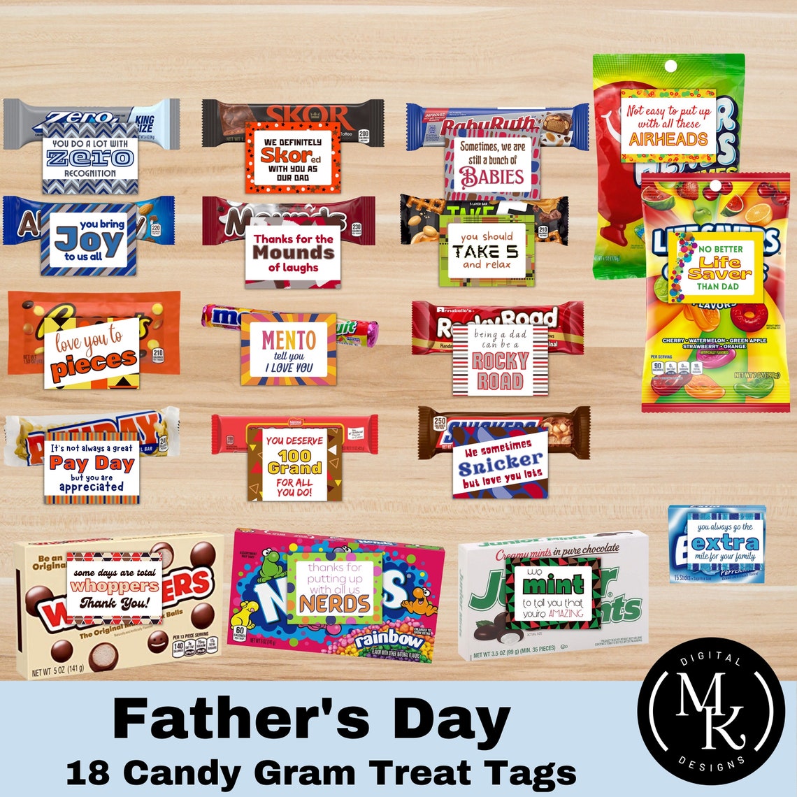Father's Day Candy Grams 18 Treat Tags for Dads - Etsy