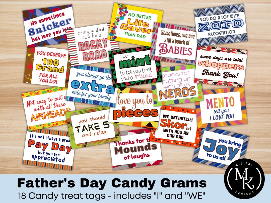 Father's Day Candy Grams 18 Treat Tags for Dads - Etsy