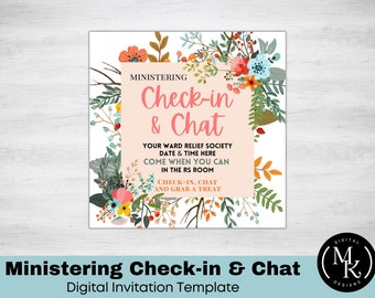 Ministering Interview Invitation, Relief Society Check-in & Chat invite, LDS digital Template