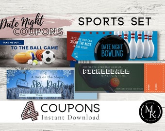 Date Night Coupons - Sports Set | Date Night Vouchers | Digital Gifts