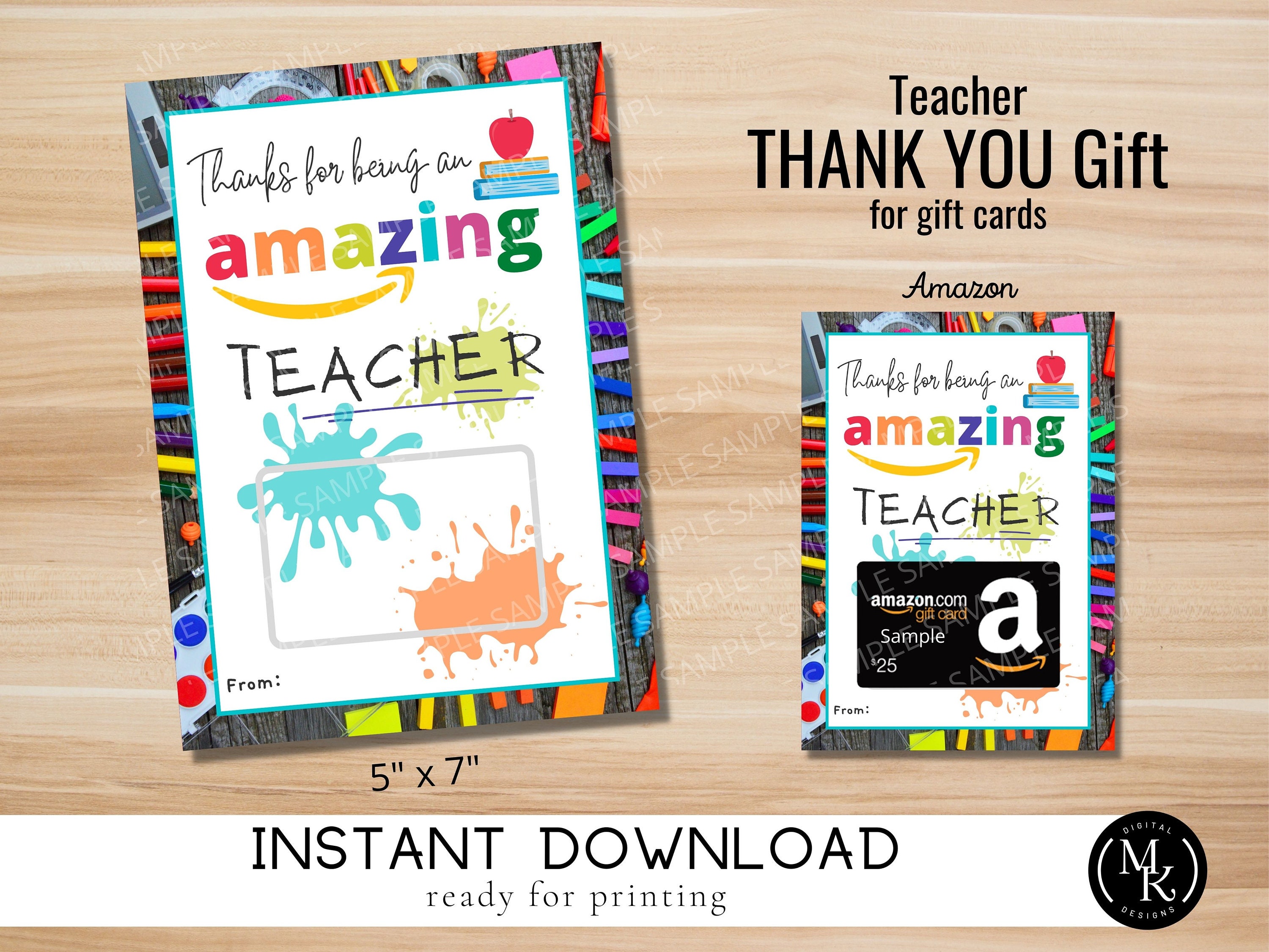 Amazing Teacher Card for Amazon Gift Card Printable Gift | Etsy