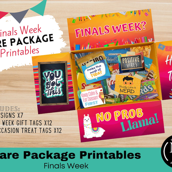 College Finals Week Care Package Printables | End of the Semester | College Exams Care Package downloads