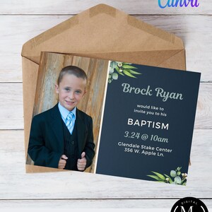 Editable Baptism Invitation, LDS Canva Template 109, Edit and Download Digital Printables