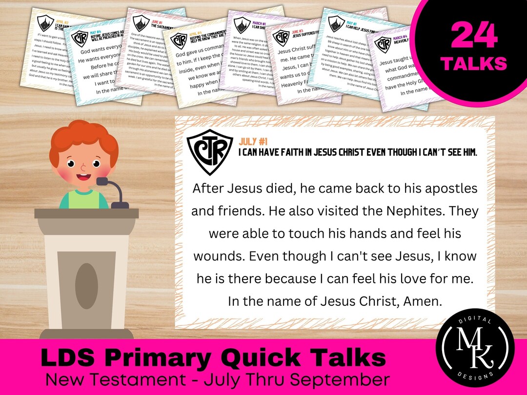 LDS Primary Children Talks July Through Sept 2023 New Etsy
