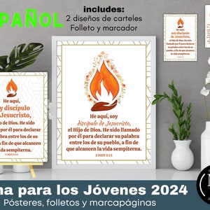 2024 Tema juvenil SUD en español, póster de las Escrituras, impresión y marcapáginas, Impresiones digitales Soy un discípulo de Jesucristo