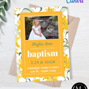 Editable Baptism Invitation, LDS Canva Template 007, Edit and Download Digital Printables