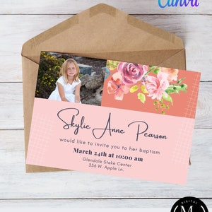 Editable Baptism Invitation, LDS Canva Template 105, Edit and Download Digital Printables