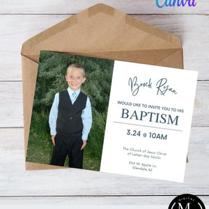 Editable Baptism Invitation, LDS Canva Template 112, Edit and Download Digital Printables