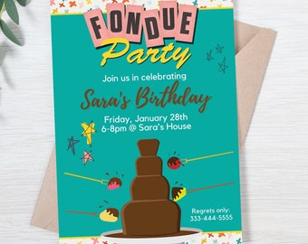 Editable Fondue Party Invitation, Canva Template, Edit and Download Digital Printables