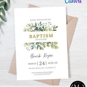 Editable Baptism Invitation, LDS Canva Template 019, Edit and Download Digital Printables