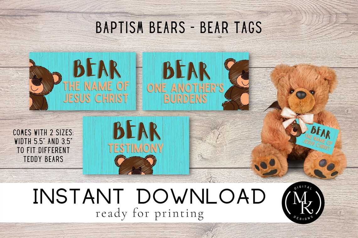 Baptism 3 Bears LDS Baptism Talk &amp; Printables Teal - Etsy