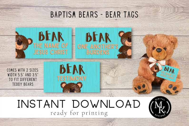 Baptism 3 Bears LDS Baptism Talk & Printables Teal - Etsy
