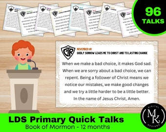 LDS Primary Children Talks - 12 months, 2024 Book of Mormon, LDS Primary Digital Printables