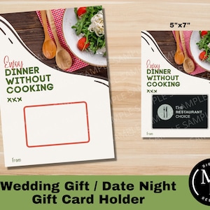 Huwelijkscadeau/Date Night Gift Card Holder - Diner zonder koken bedrukbaar