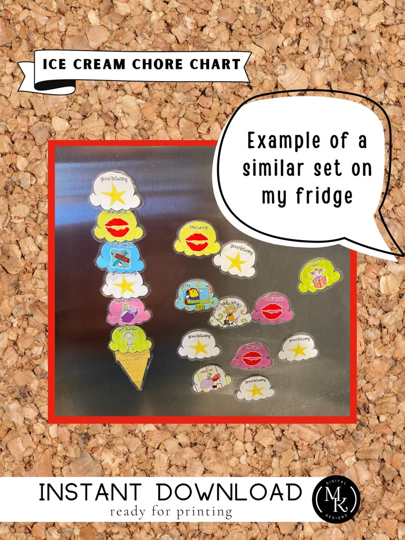 Ice Cream Chore Chart for Little Kids Daily Routine for Kids - Etsy