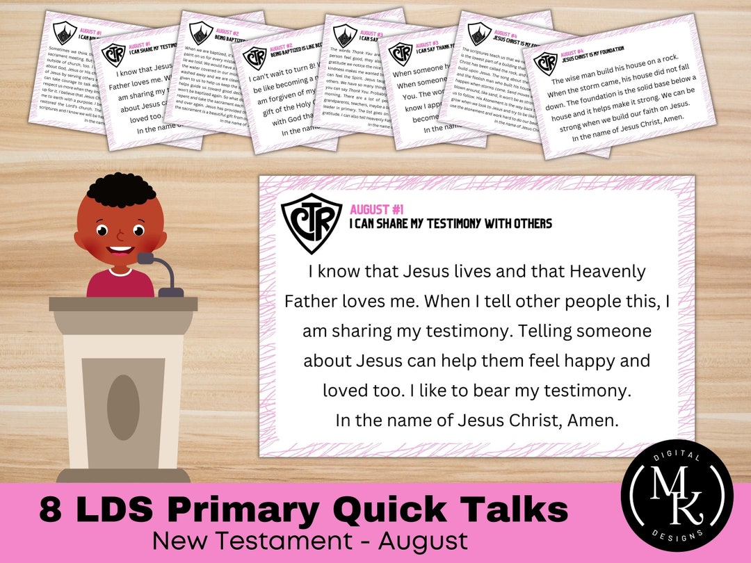 LDS Primary Talks August 2023 New Testament LDS Primary Etsy