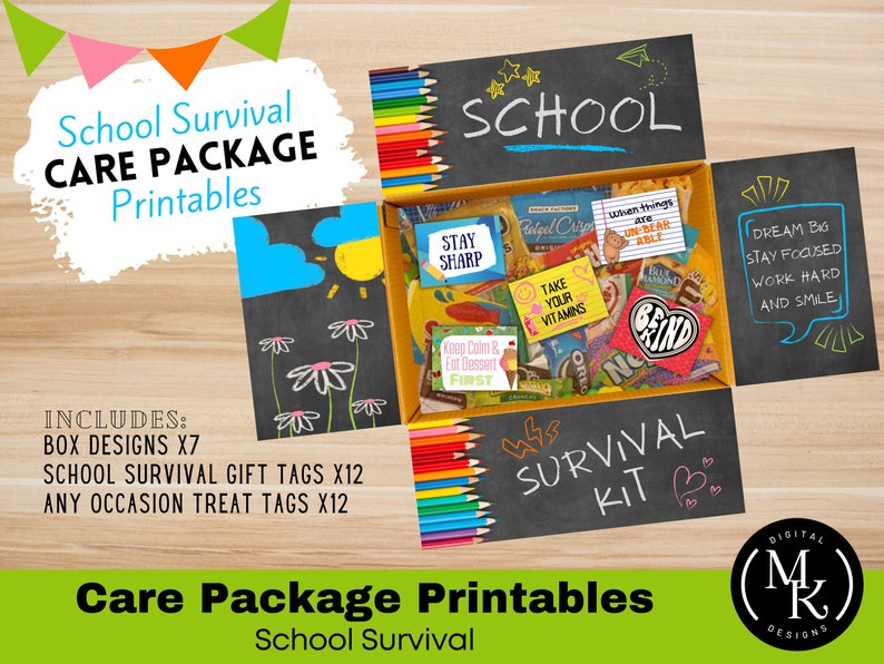 College Survival Kit Care Package Printables | School Survival Kit Care ...