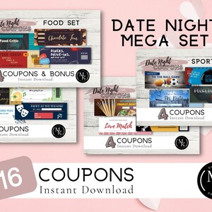 Date Night Coupons Mega Set | Valentine&#39;s Coupons | Digital Gifts