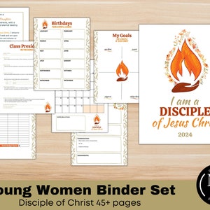 Young Women Binder Set - 2024 I am a Disciple of Jesus Christ Theme Planner, LDS Youth Digital Printables